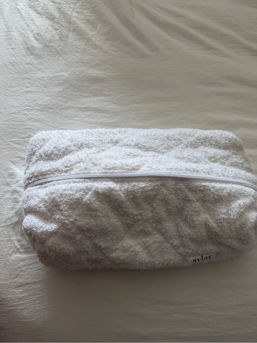 ayjay White Quilted Terry Zip Cosmetic Bag